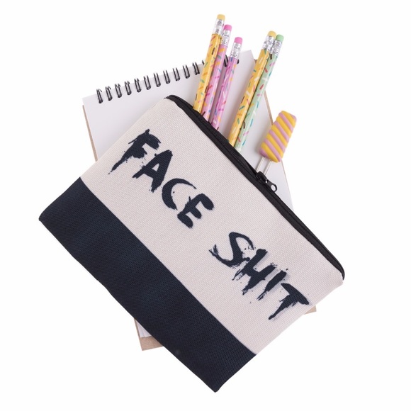 Face Shit Cosmetics Bag Toiletry Organizer Clutch - Picture 3 of 10